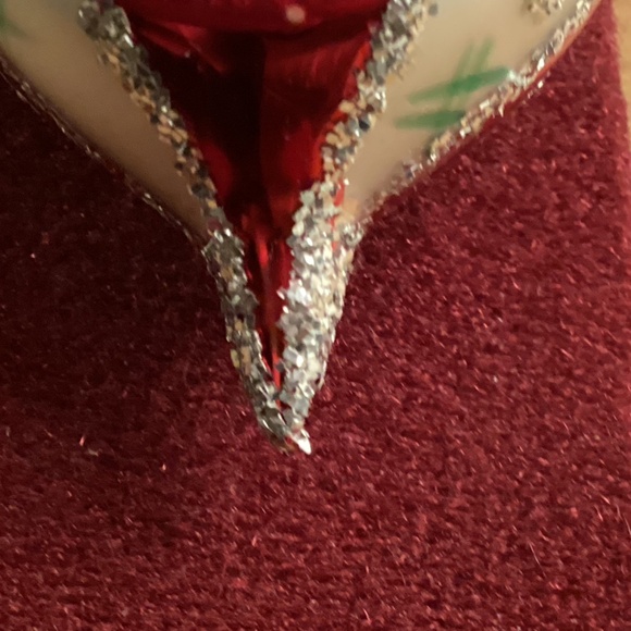 Christmas Ornament Stamped POLAND Glass Reflector Teardrop 3in PASTEL SWIRL - Picture 11 of 11